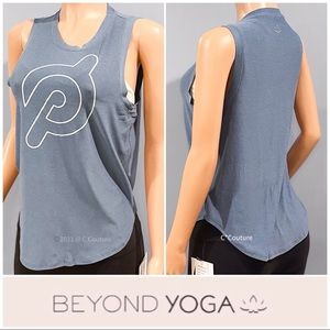 New Beyond Yoga x Peloton Sleeveless Muscle Tank heathered blue Small
